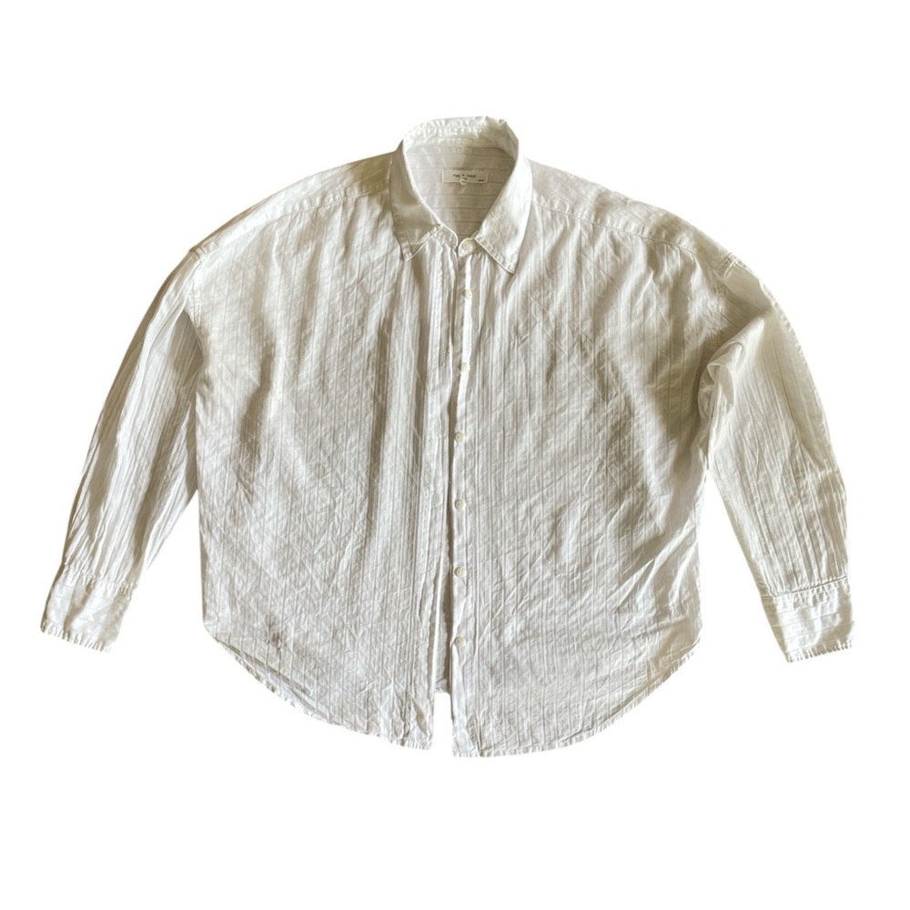 Rag and Bone White Button-Up Cotton Shirt